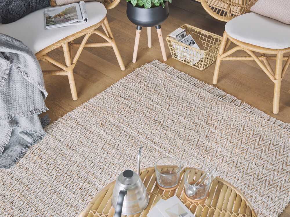 Beliani Kilimas AFRIN smėlio spalvos 140 x 200 cm džiutas