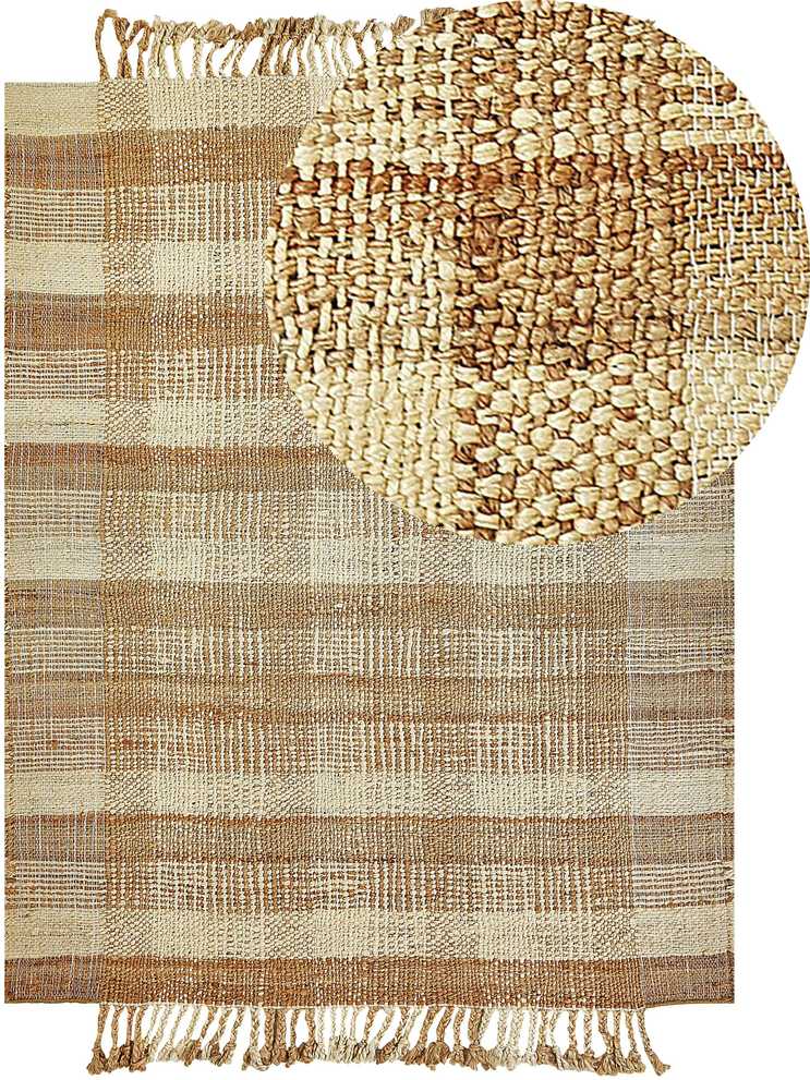 Beliani Kilimas BERISSA smėlio spalvos 160 x 230 cm džiutas