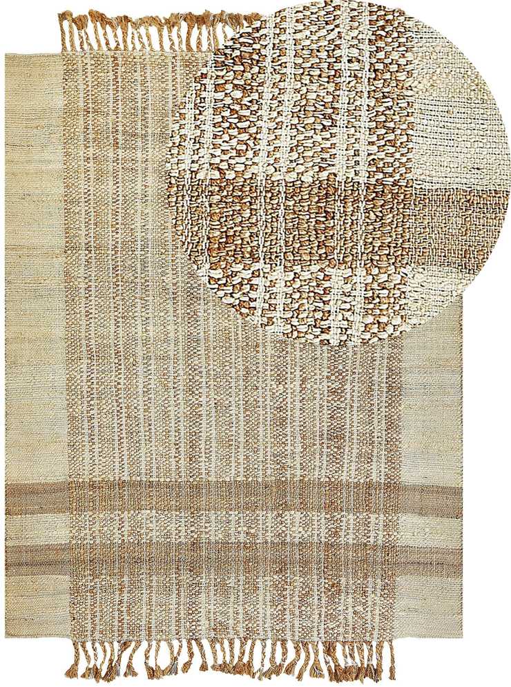 Beliani Kilimas ORTAOBA smėlio spalvos 160 x 230 cm džiutas