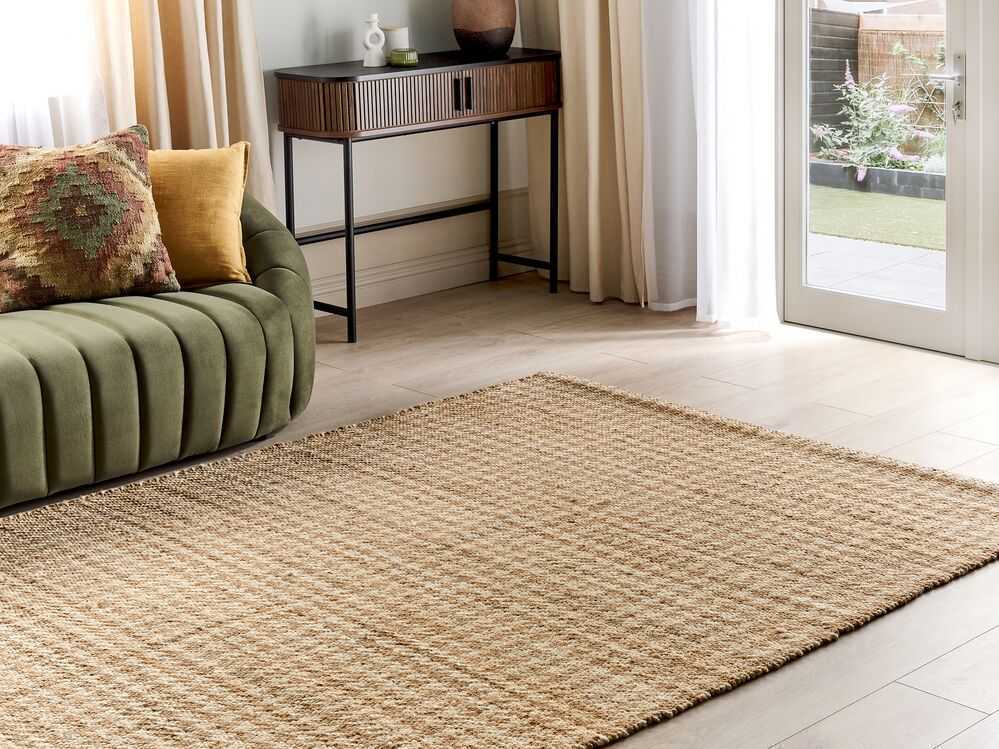 Beliani Kilimas ARAPTEPE smėlio spalvos 160 x 230 cm džiutas