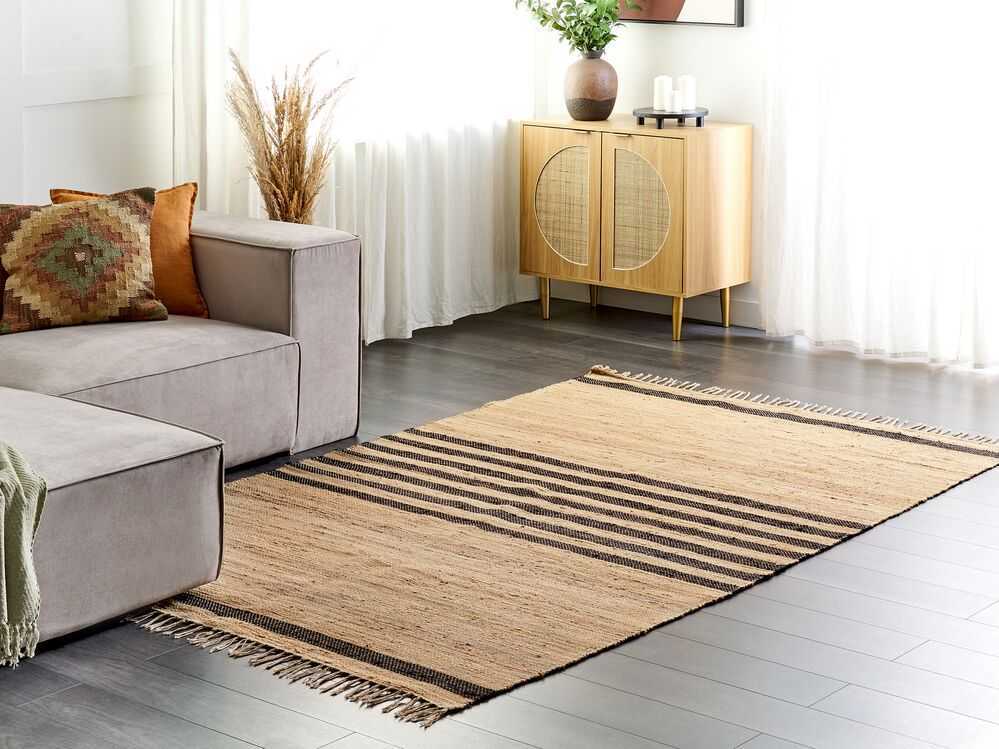 Beliani Kilimas ERICEK smėlio spalvos 160 x 230 cm džiutas