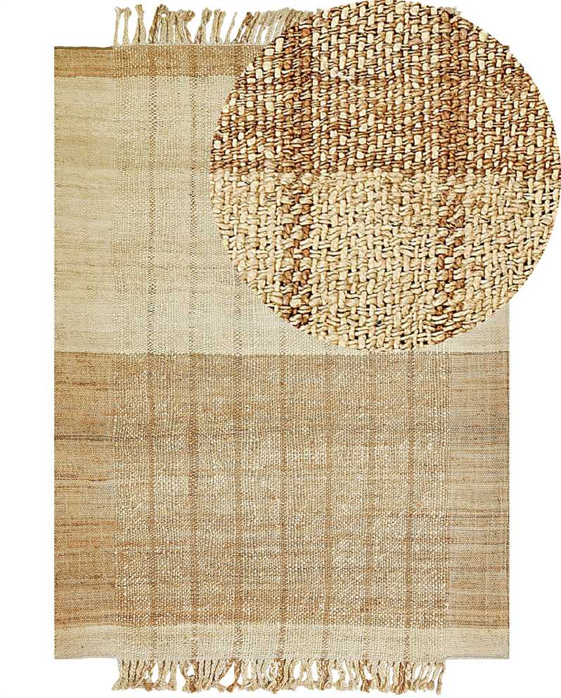 Beliani Kilimas KARKIN smėlio spalvos 160 x 230 cm džiutas