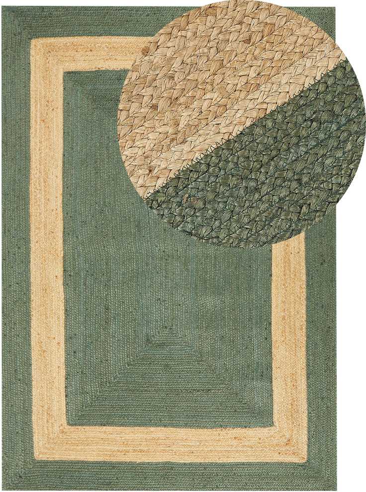 Beliani Kilimas KARAKUYU žalias 160 x 230 cm iš džiuto