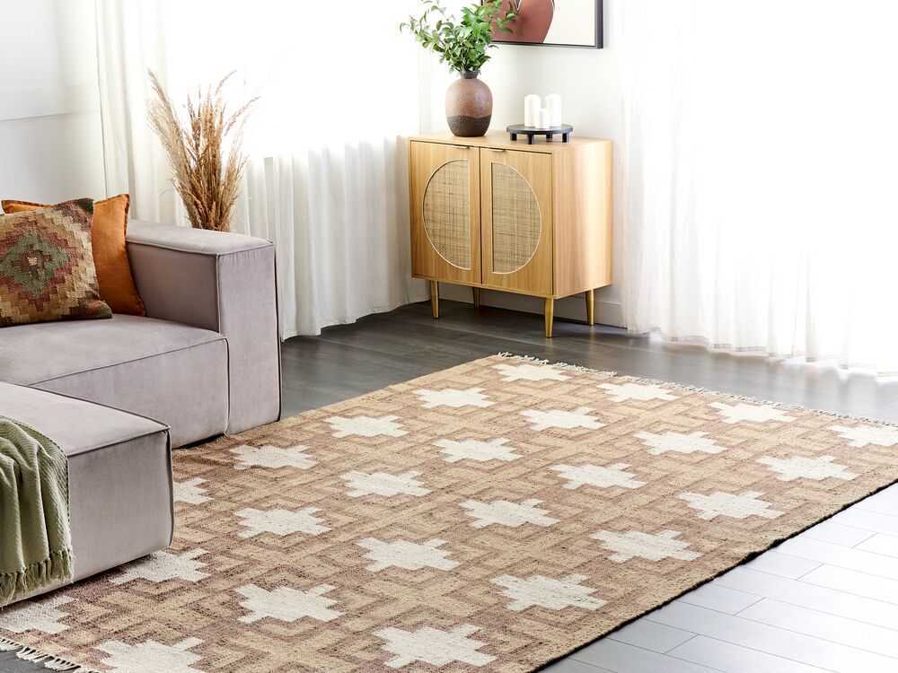 Beliani Kilimas KONURTAY smėlio spalvos 200 x 300 cm džiutas