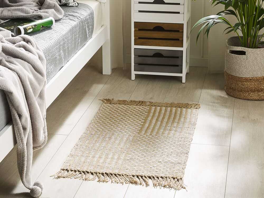 Beliani Kilimas ADABAG smėlio spalvos 50 x 80 cm džiutas