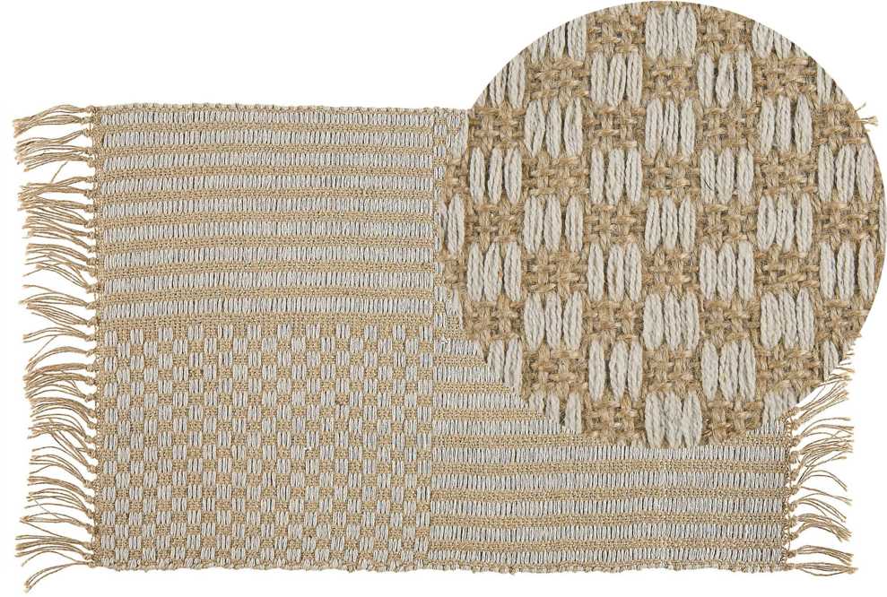 Beliani Kilimas ADABAG smėlio spalvos 50 x 80 cm džiutas