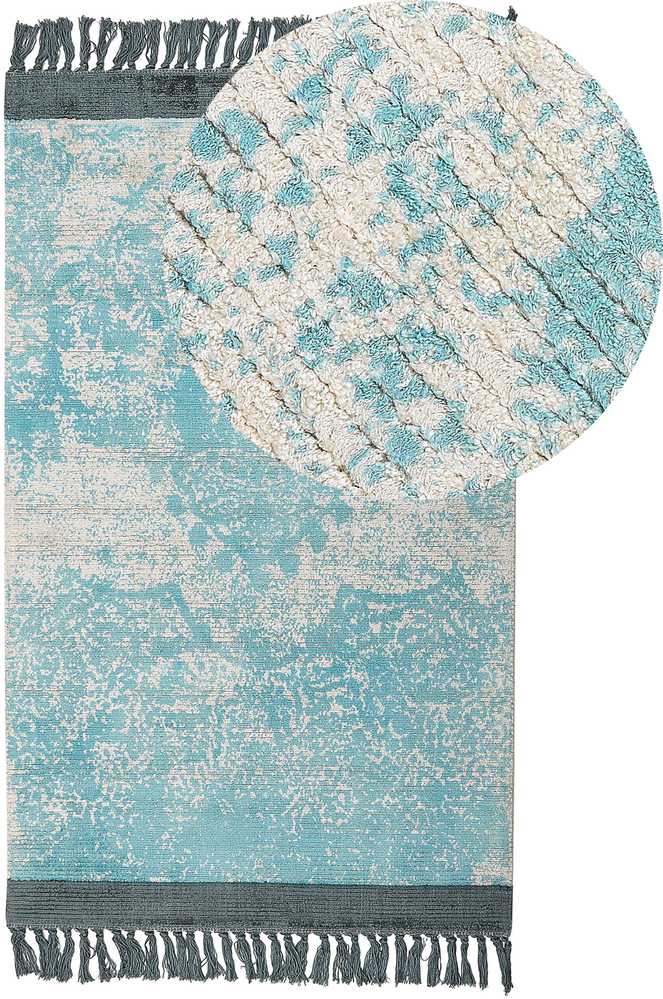 Beliani Kilimas AKARSU mėlynas 80 x 150 cm viskozė