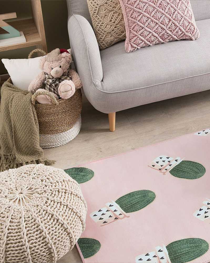 Beliani Vaikiškas kilimas ELDIVAN rožinės spalvos 80 x 150 cm