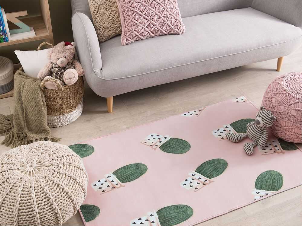 Beliani Vaikiškas kilimas ELDIVAN rožinės spalvos 80 x 150 cm