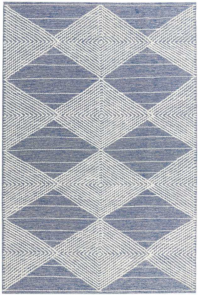 Beliani Kilimas DATCA mėlynos ir smėlio spalvos 140 x 200 cm vilnonis