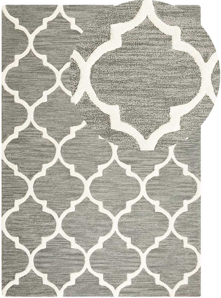 Beliani Kilimas YALOVA pilkas 140 x 200 cm vilnonis