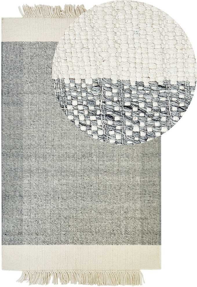 Beliani Kilimas TATLISU pilkas 140 x 200 cm vilnonis