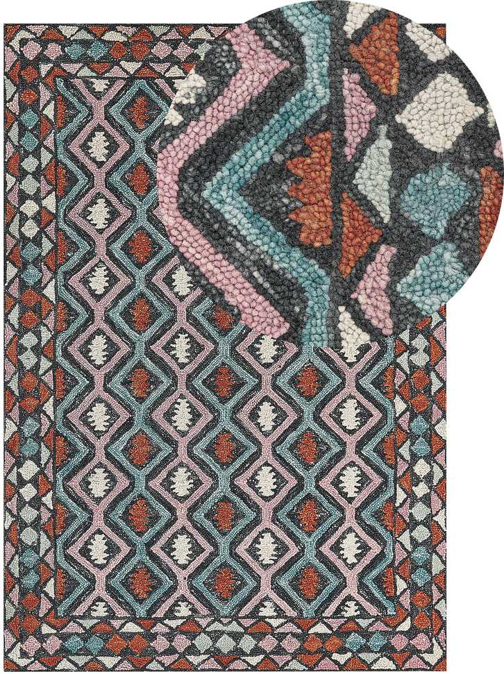 Beliani Kiliminis HAYMANA spalvotas 140 x 200 cm vilnonis