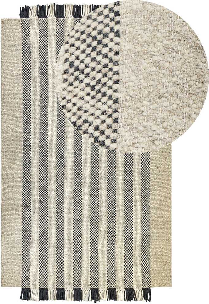 Beliani Kilimas TACETTIN baltas 160 x 230 cm vilna