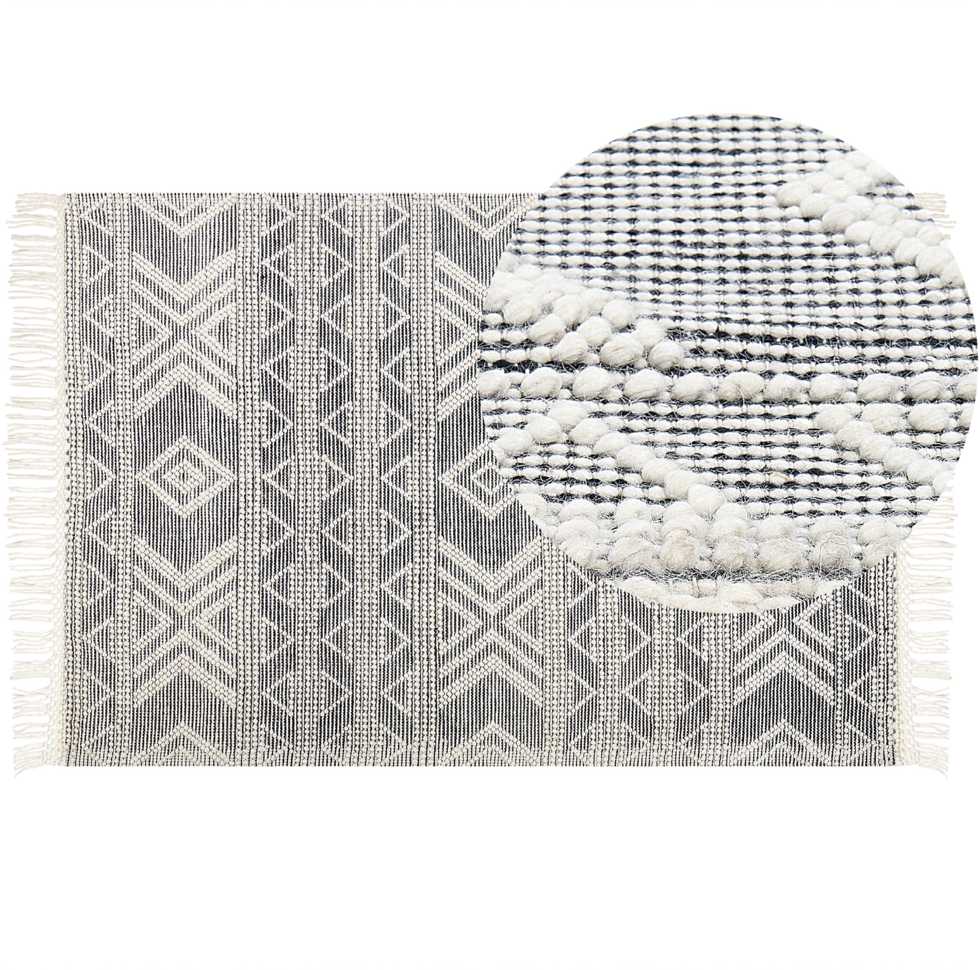 Beliani Kilimas PAZAR juodas/baltas 160 x 230 cm vilnonis