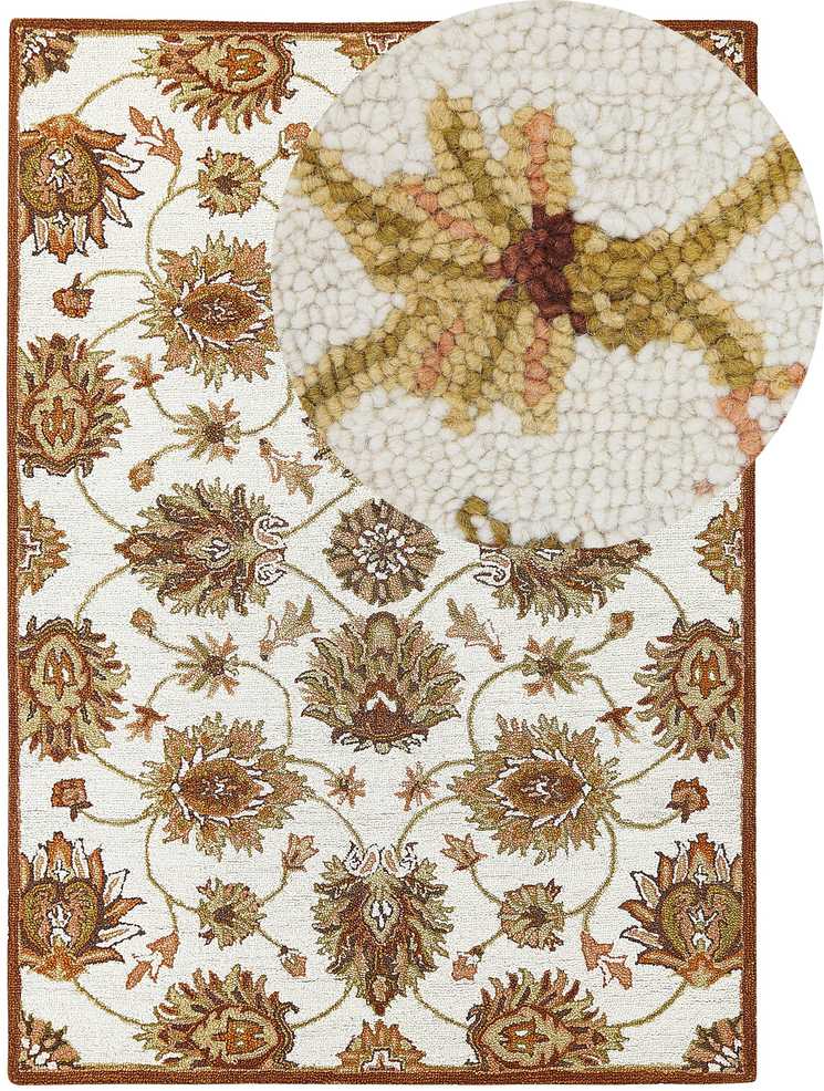 Beliani Kilimas EZINE smėlio spalvos 160 x 230 cm vilnonis