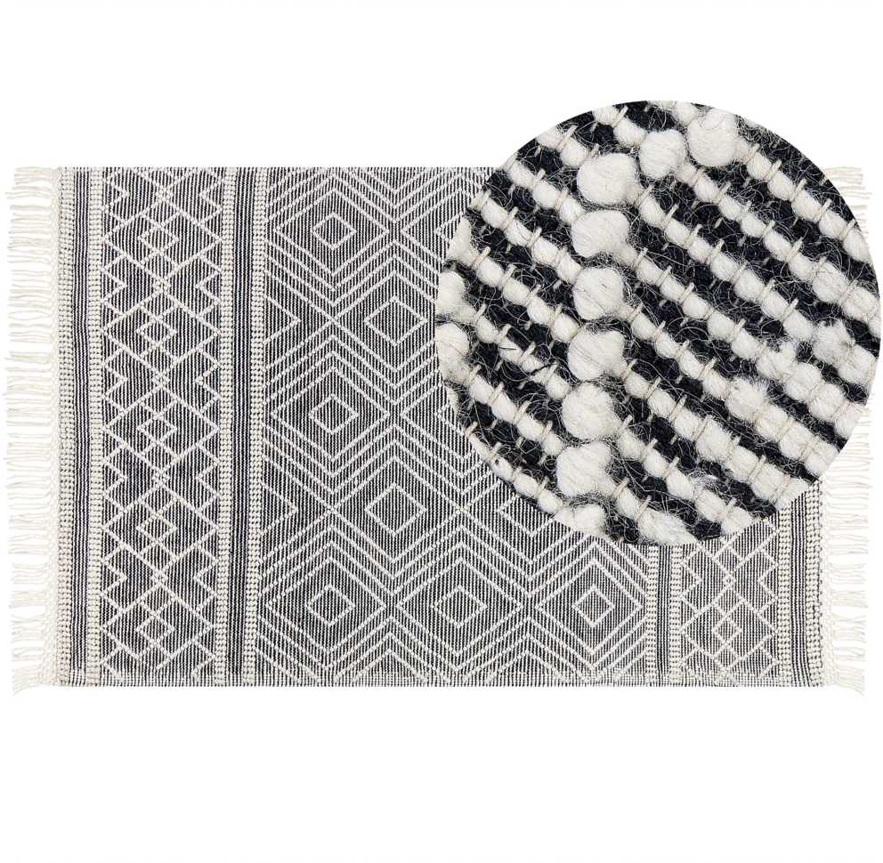 Beliani Kilimas SAVUCA juodas 160 x 230 cm vilnonis