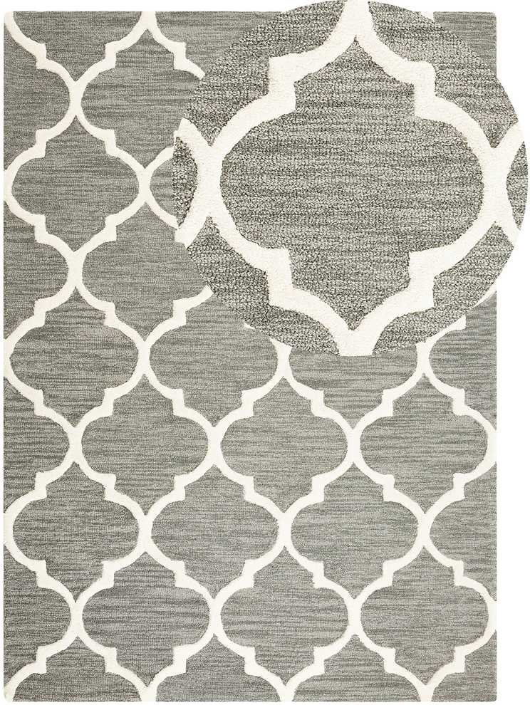 Beliani YALOVA vilnonis kilimas, 160 X 230 cm, pilkos spalvos