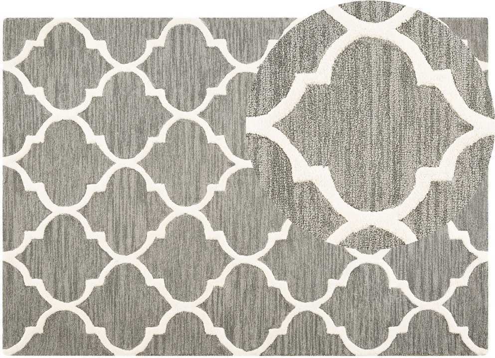 Beliani YALOVA vilnonis kilimas, 160 X 230 cm, pilkos spalvos