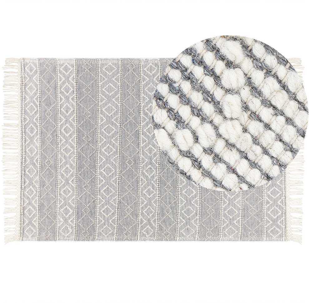 Beliani Kilimas TONYA pilkas 160 x 230 cm vilnos