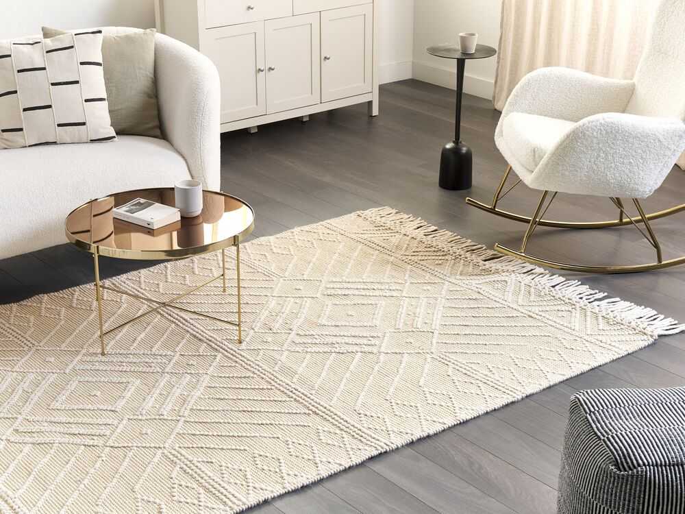 Beliani Kilimas MAVIKENT smėlio spalvos 160 x 230 cm vilnonis