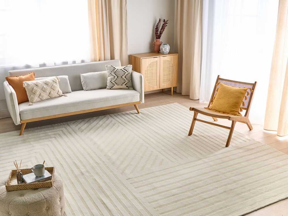 Beliani Kilimas ABEGUM smėlio spalvos 300 x 400 cm vilnonis