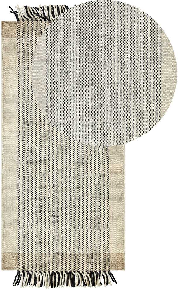 Beliani Kilimas DIVARLI smėlio spalvos 80 x 150 cm vilnonis