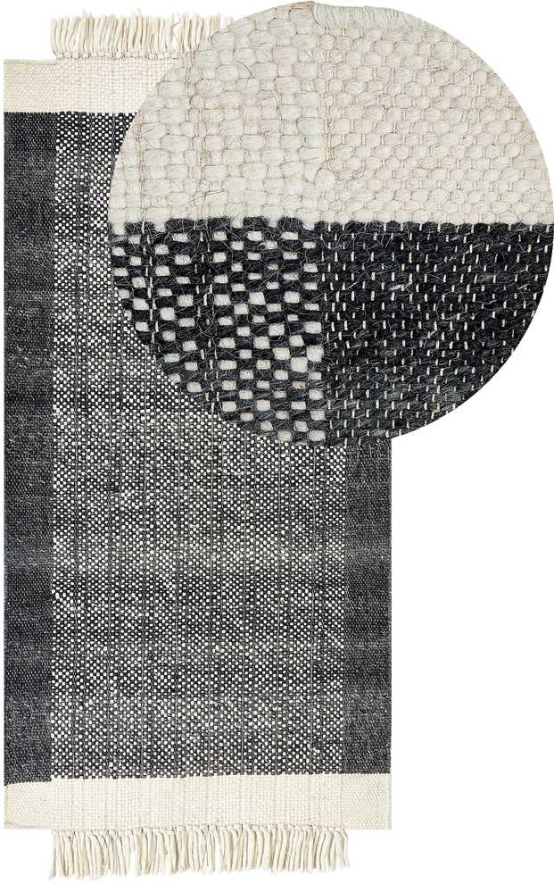 Beliani Kilimas ATLANTI juodas 80 x 150 cm vilnonis