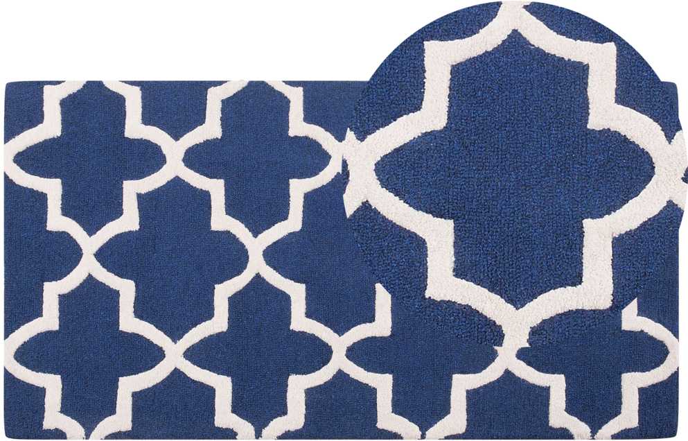 Beliani Kilimas SILVAN tamsiai mėlynas 80 x 150 cm vilnonis