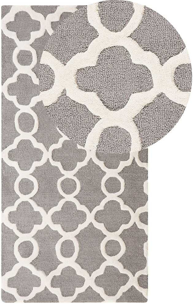 Beliani Kilimas ZILE pilkas 80 x 150 cm vilnonis