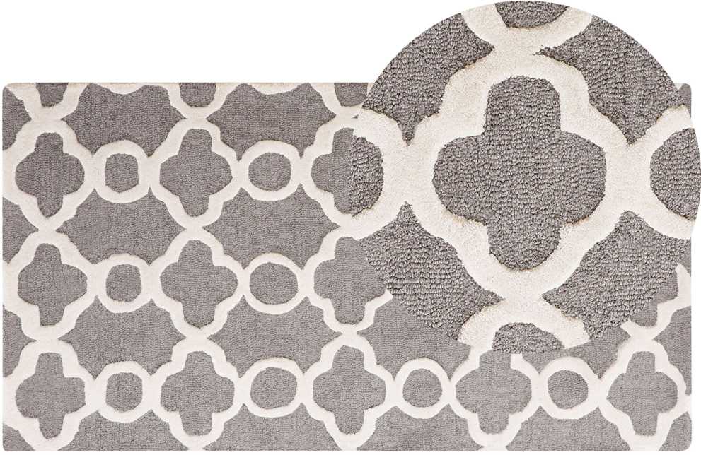 Beliani Kilimas ZILE pilkas 80 x 150 cm vilnonis