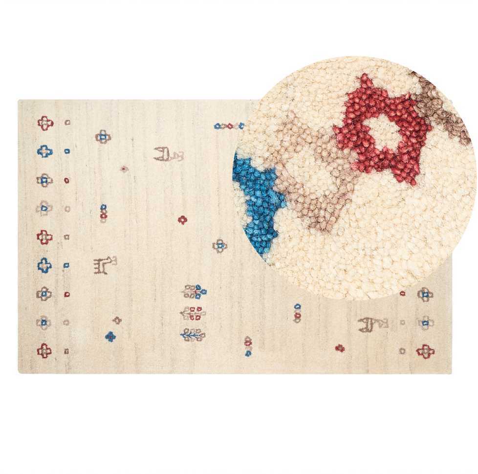 Beliani Kilimas SULUCA smėlio spalvos 140 x 200 cm vilnonis Gabbeh