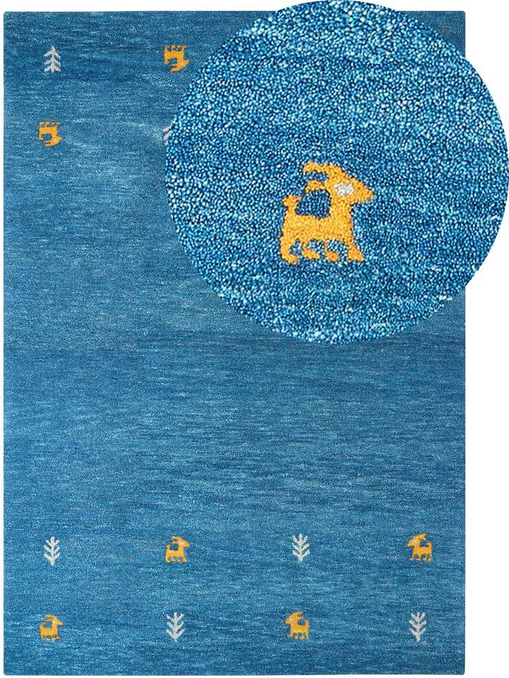 Beliani Kilimas CALTI tamsiai mėlynas 160 x 230 cm Vilna Gabbeh