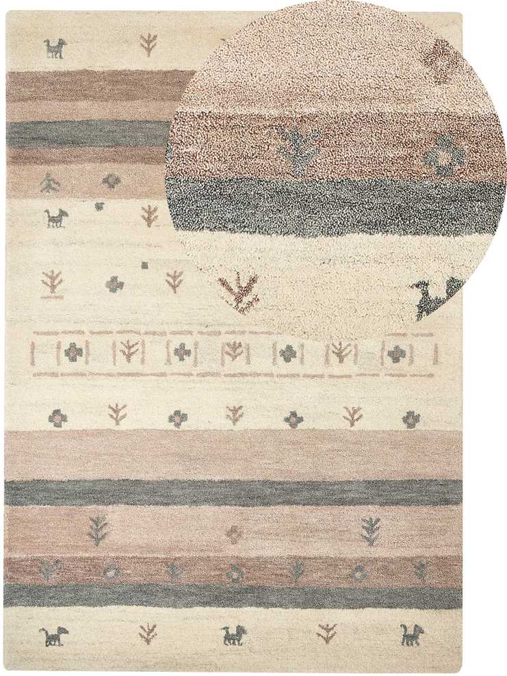 Beliani Kilimas KARLI smėlio spalvos 160 x 230 cm vilnonis Gabbeh