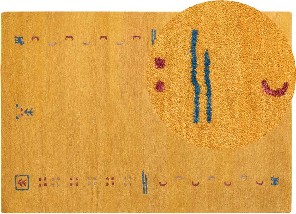 Beliani Kilimas AKALAN, geltonas, 160 x 230 cm, Gabbeh, vilna