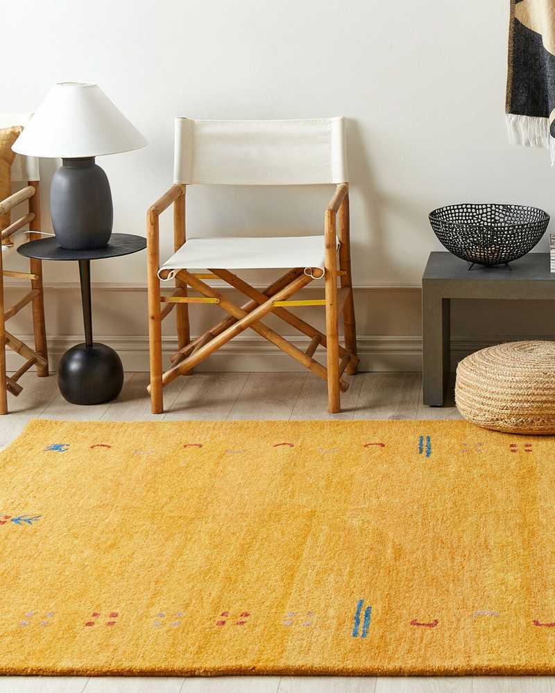 Beliani Kilimas AKALAN, geltonas, 160 x 230 cm, Gabbeh, vilna