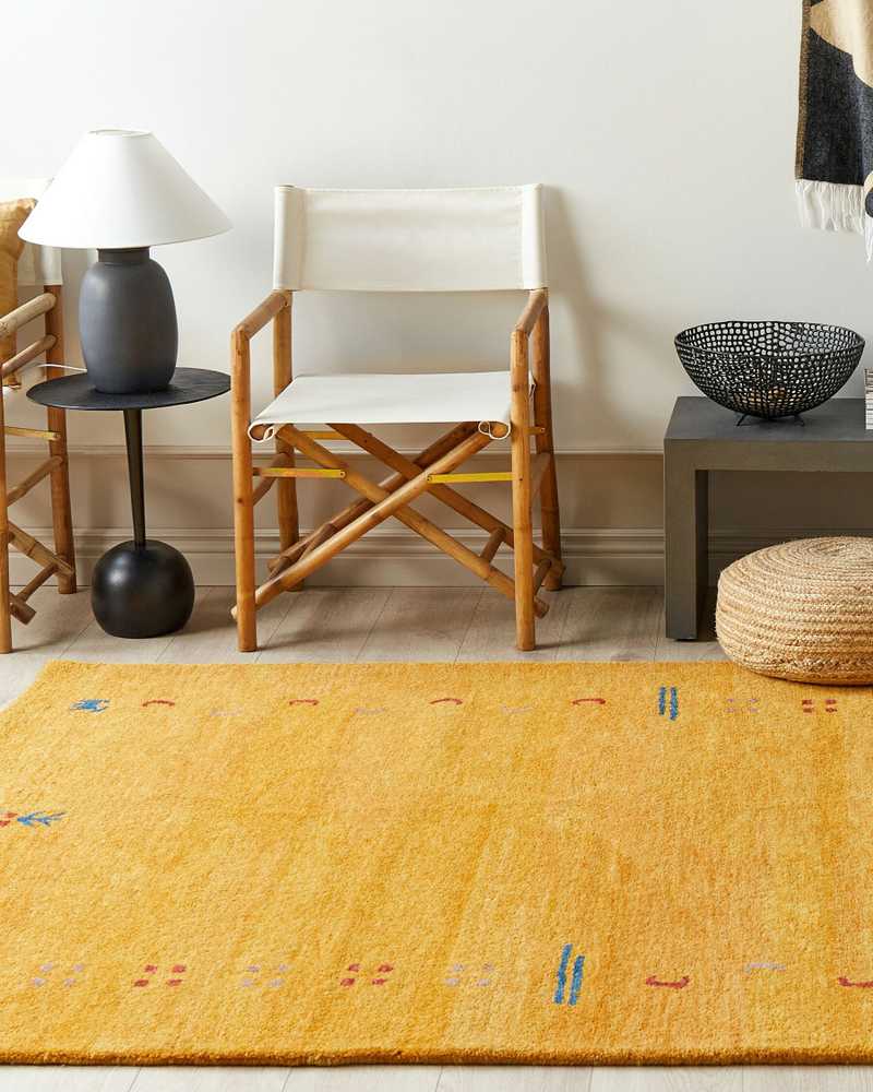 Beliani Kilimas AKALAN, geltonas, 160 x 230 cm, Gabbeh, vilna