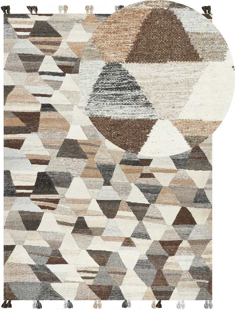 Beliani ARGAVAND kilimas smėlio spalvos 160 x 230 cm vilnonis