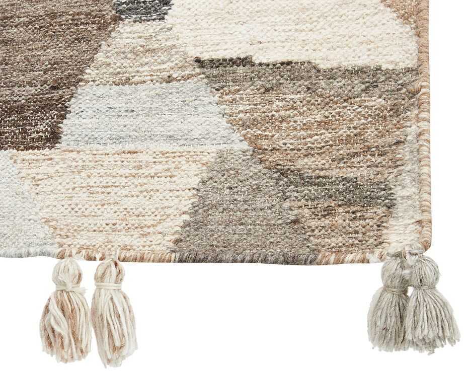 Beliani ARGAVAND kilimas smėlio spalvos 160 x 230 cm vilnonis