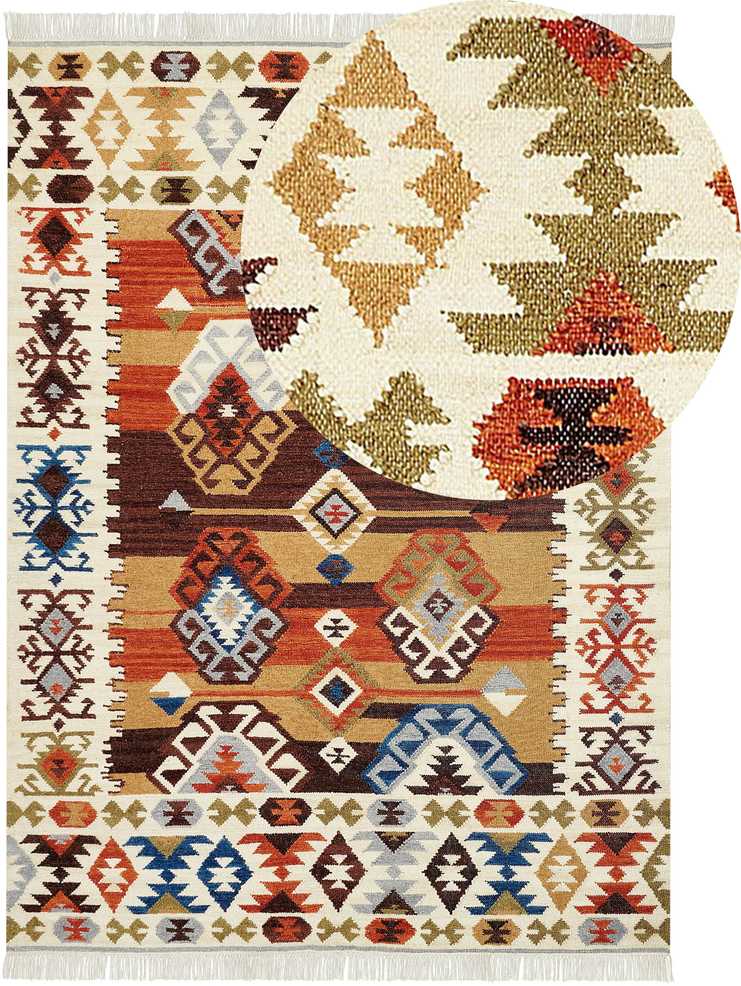 Beliani Kilim kilimas VOSKETAP spalvotas 160 x 230 cm vilnos