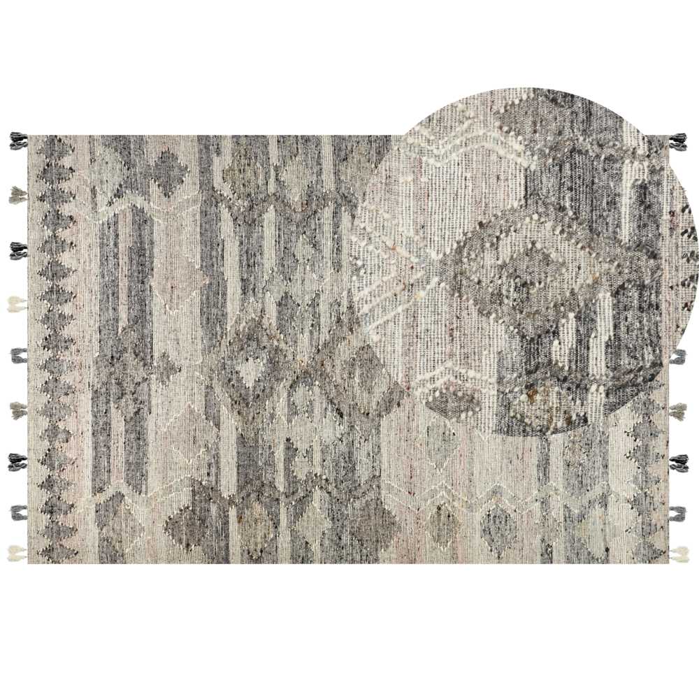Beliani Kilimas ARATASHEN Pilkas 200 x 300 cm Vilnonis Kilim