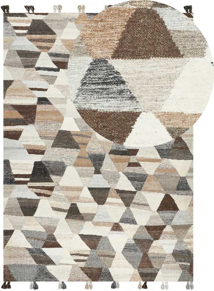 Beliani Kiliminis kilimas ARGAVAND smėlio spalvos 200 x 300 cm vilnonis