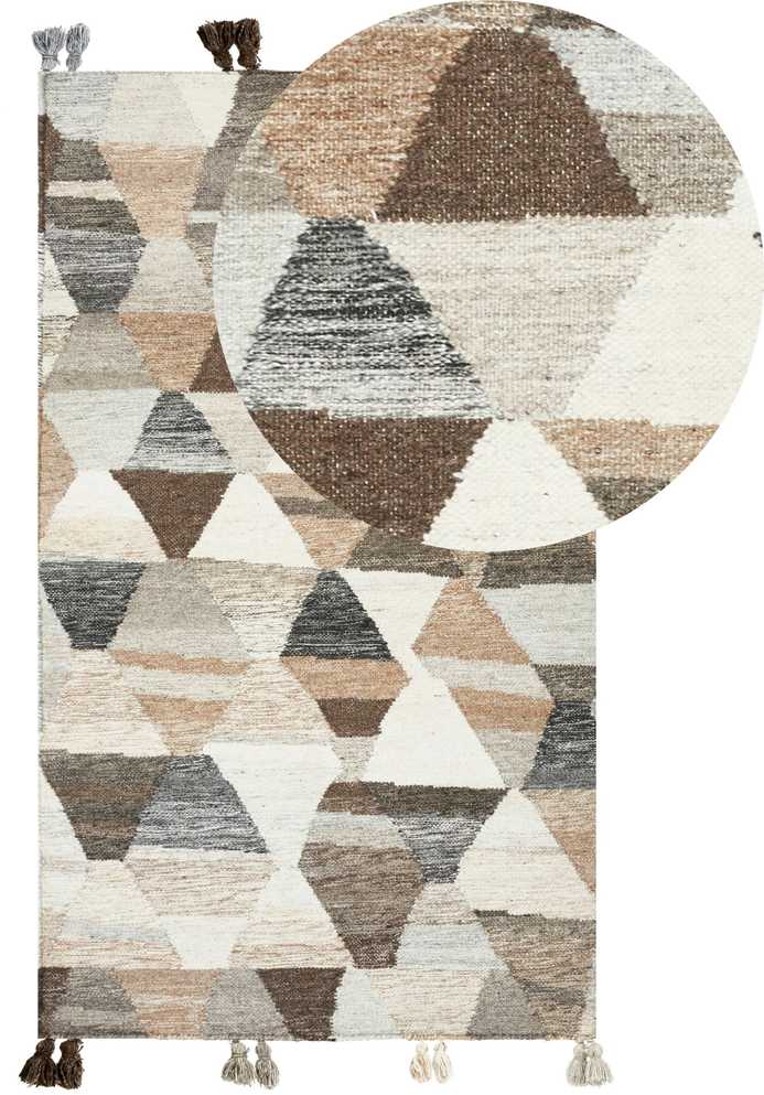 Beliani Kilimas ARGAVAND smėlio spalvos 80 x 150 cm vilnotas kilimas