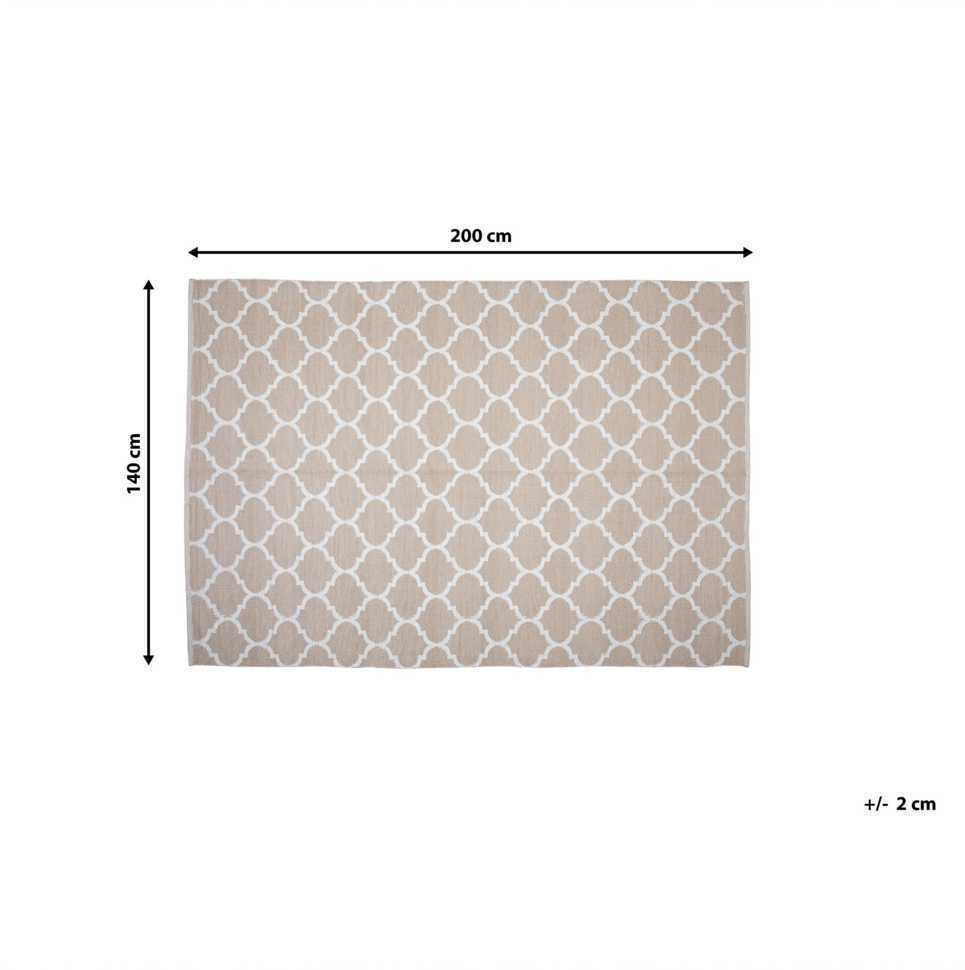 Beliani Lauko kilimas AKSU smėlio spalvos 140 x 200 cm dvispusis
