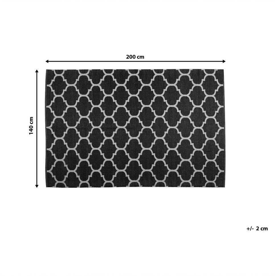 Beliani Lauko kilimas ALADANA juodas/baltas 140 x 200 cm dvipusis