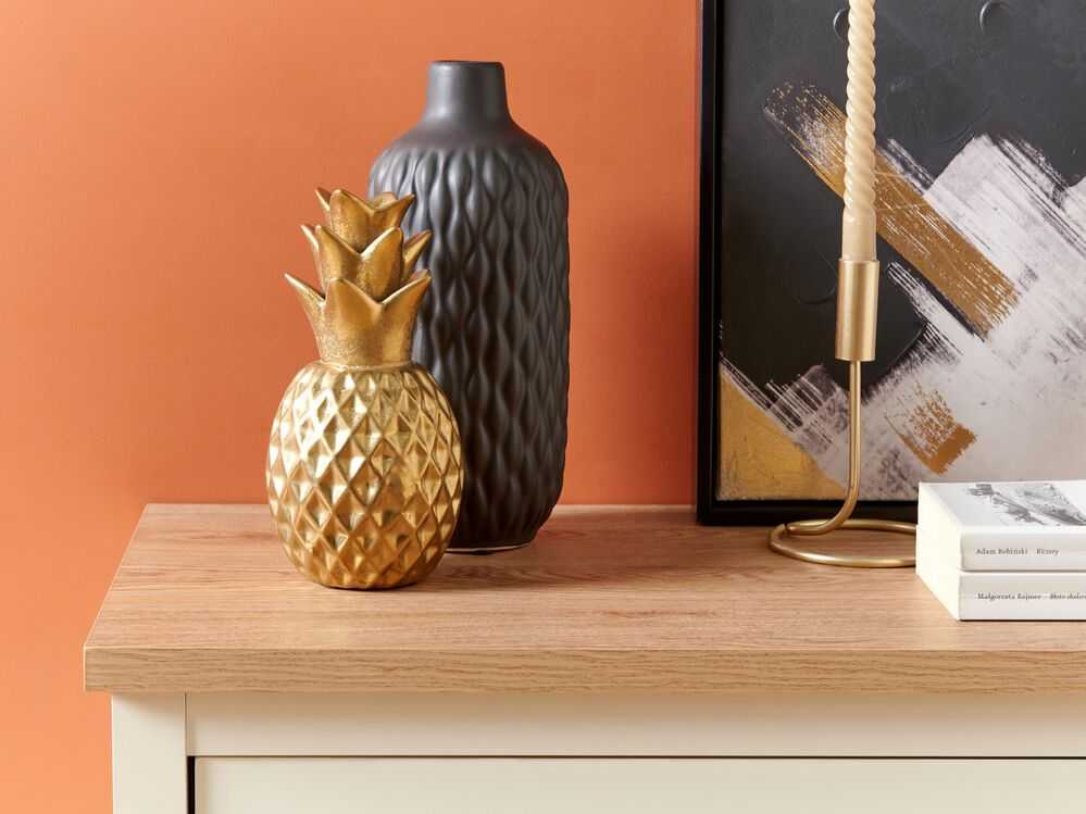 Beliani Dekoracinė figūrėlė Ananas TYANA Keraminė Auksinė
