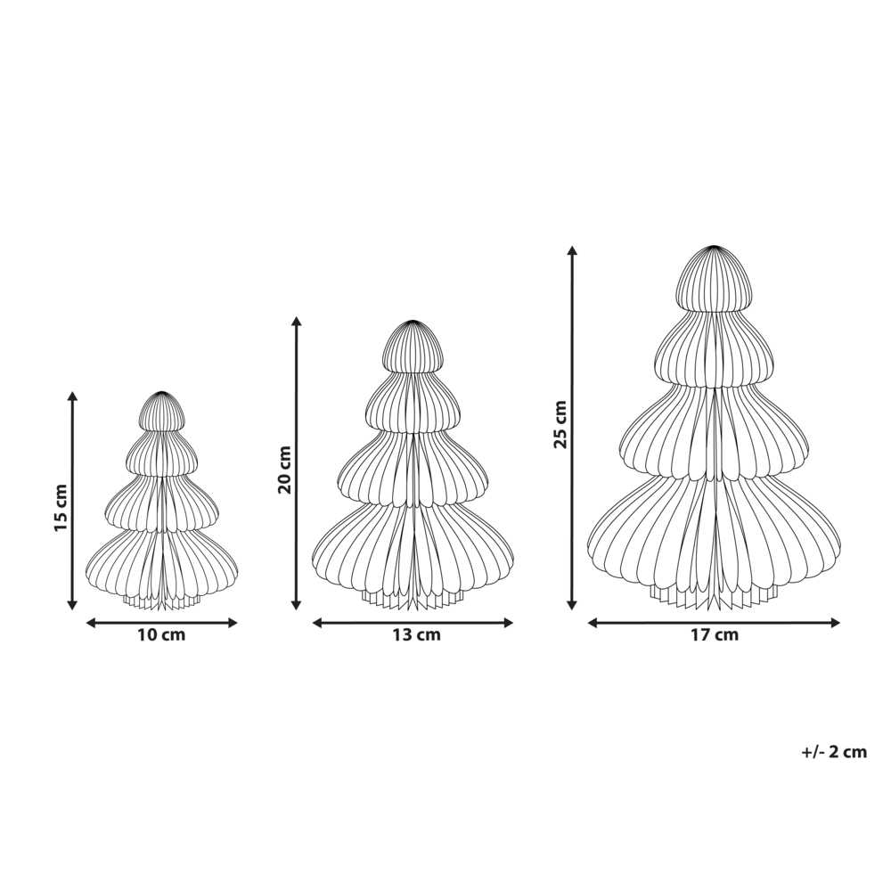 Beliani 3 dekoracinių figūrėlių rinkinys NILGIRI Eglutė 15/20/25 cm smėlio spalvos