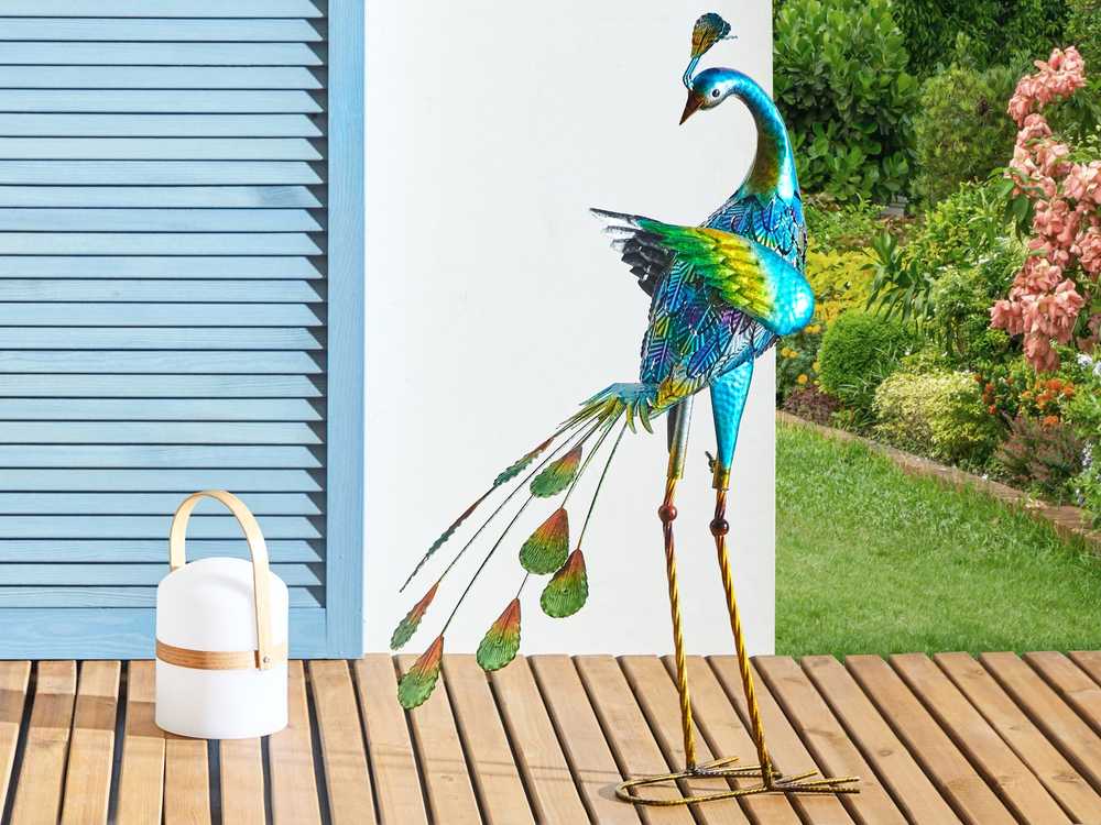 Beliani Sodo skulptūra PEACOCK mėlyna
