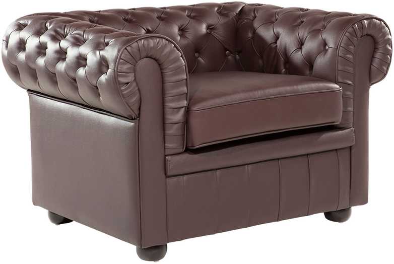 Fotelis Beliani Krėslas CHESTERFIELD Tikra oda Rudas