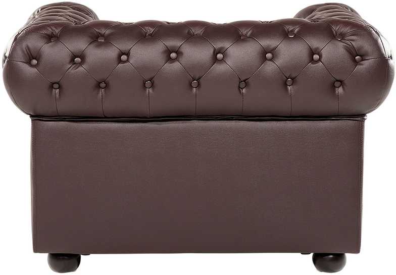 Fotelis Beliani Krėslas CHESTERFIELD Tikra oda Rudas